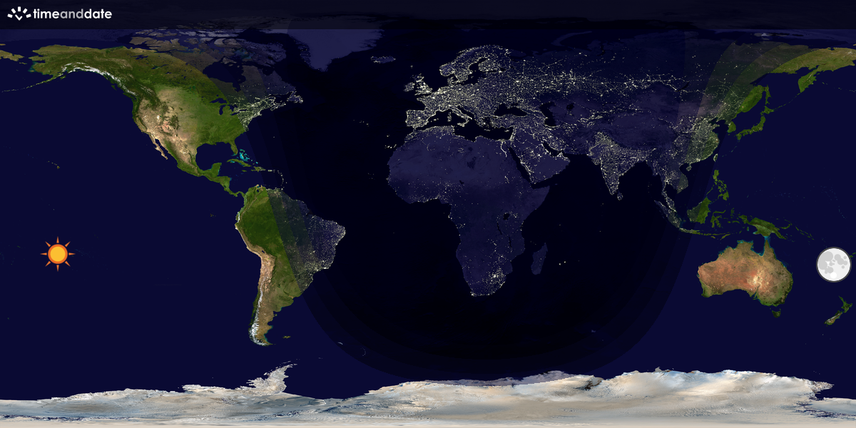 Verdenskart som viser dag og natt 