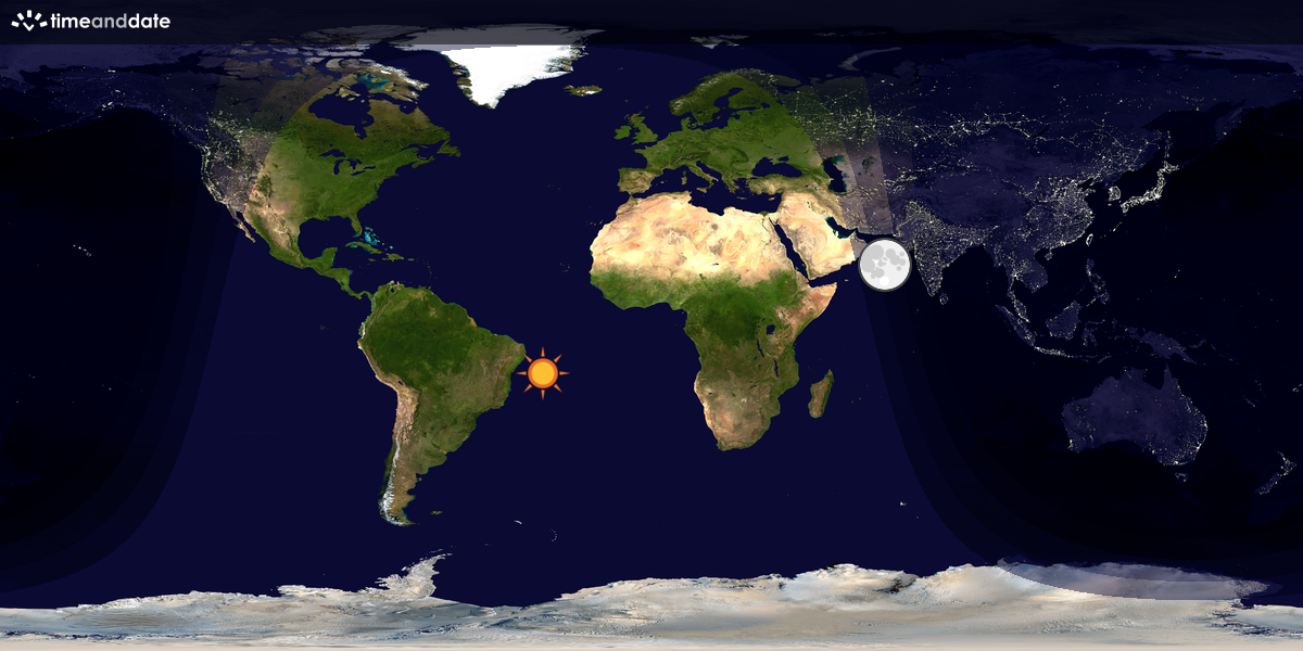 Verdenskart som viser dag og natt 