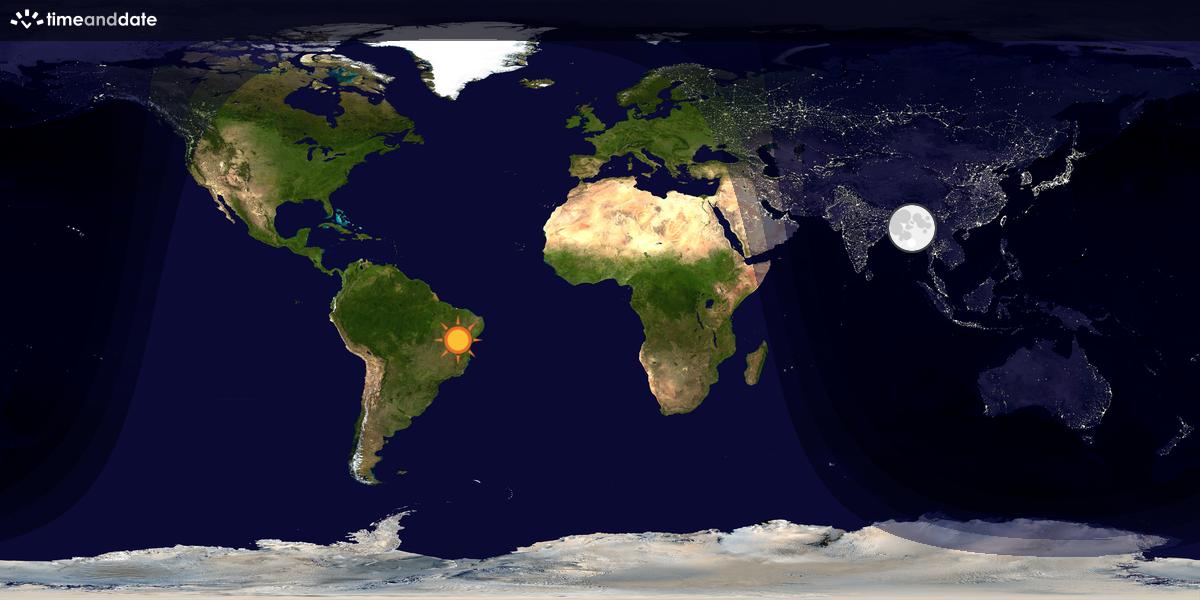 Verdenskart som viser dag og natt 