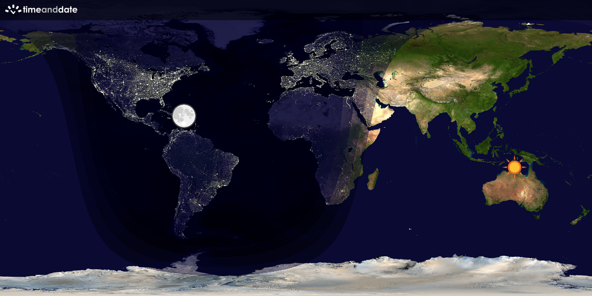 Verdenskart som viser dag og natt 