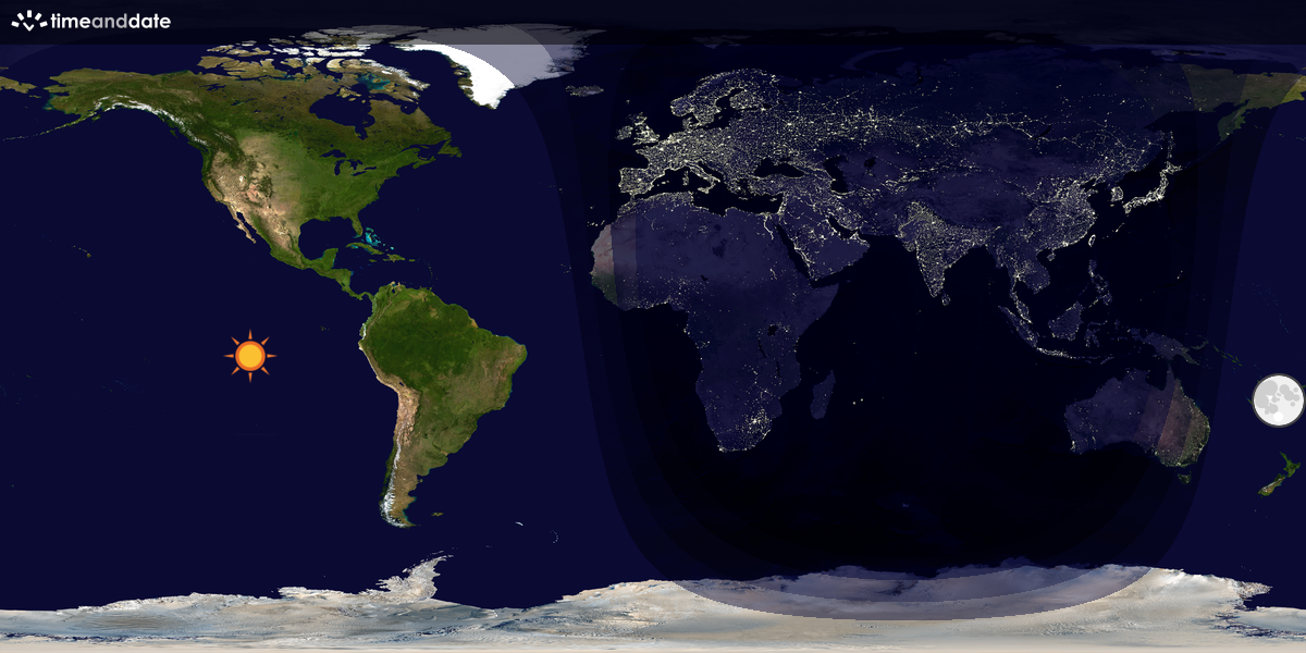 Verdenskart som viser dag og natt 