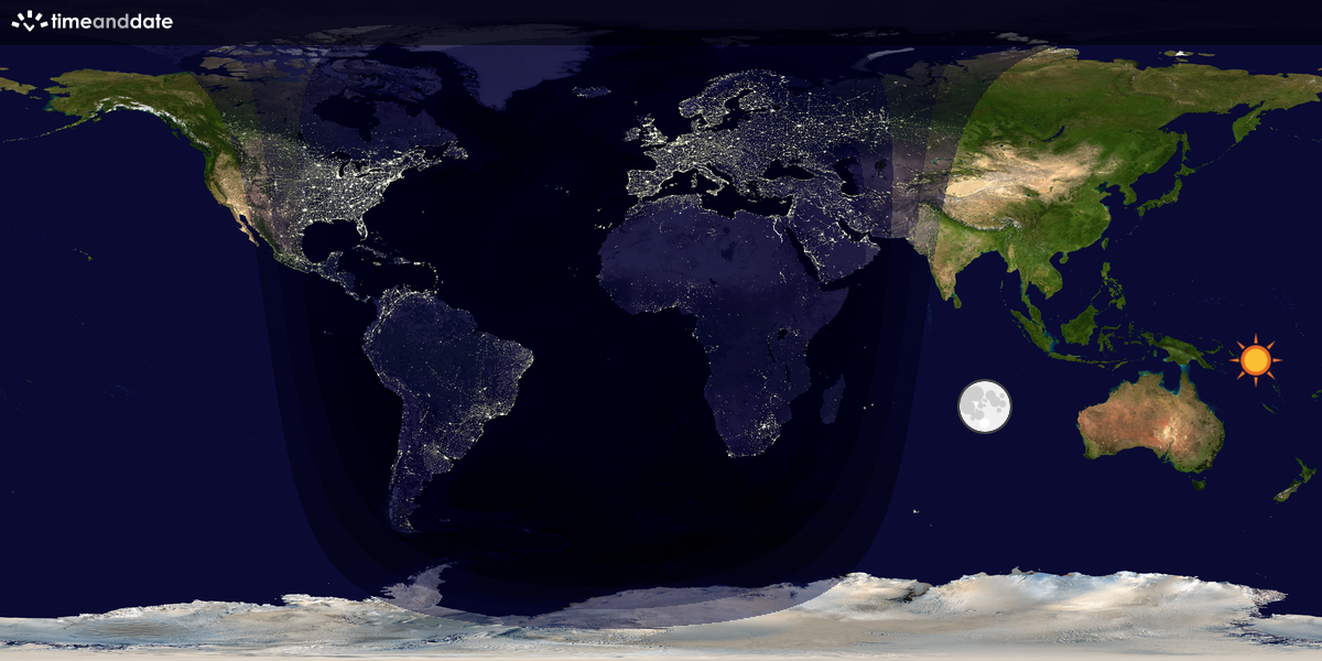 Verdenskart som viser dag og natt 