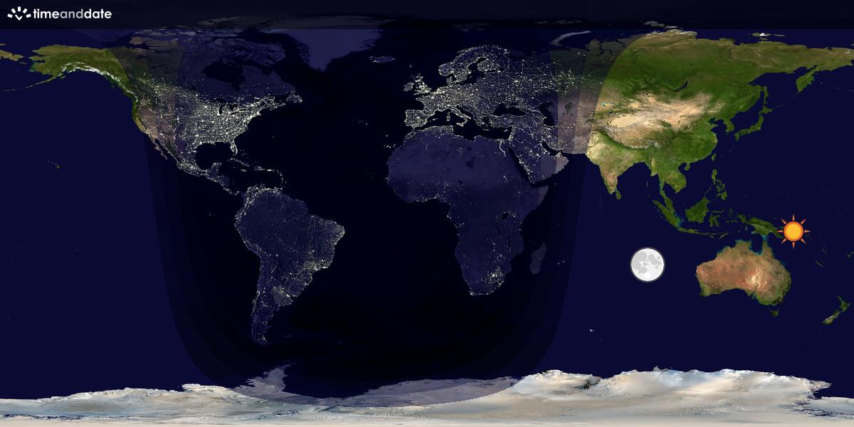 Verdenskart som viser dag og natt 