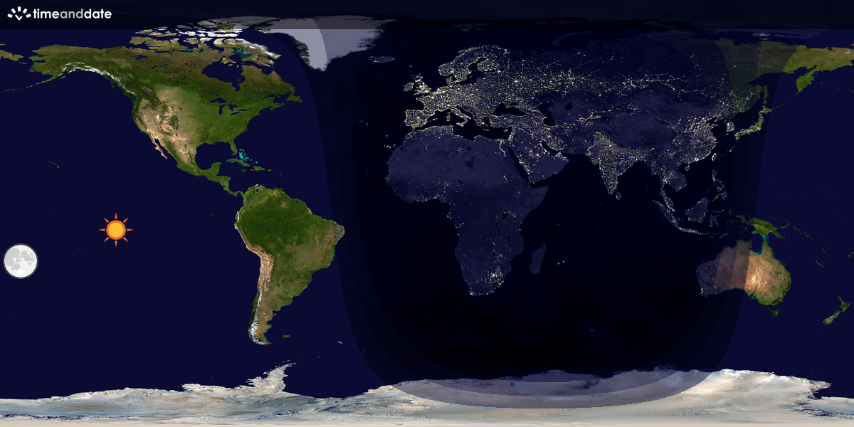 Verdenskart som viser dag og natt 