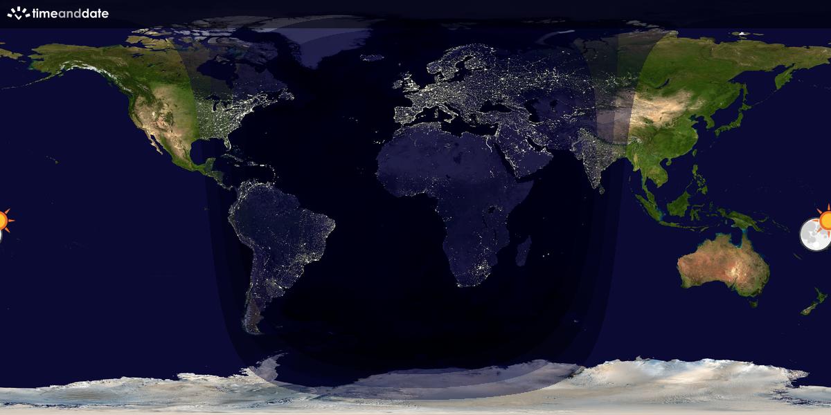 Verdenskart som viser dag og natt 