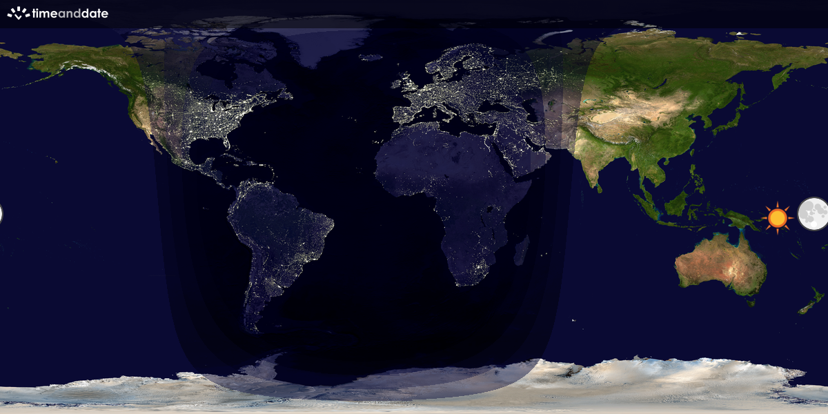 Verdenskart som viser dag og natt 
