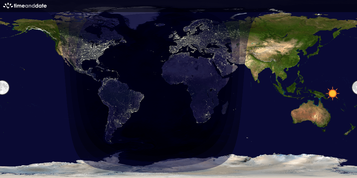 Verdenskart som viser dag og natt 