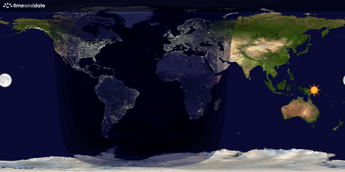 Verdenskart som viser dag og natt 