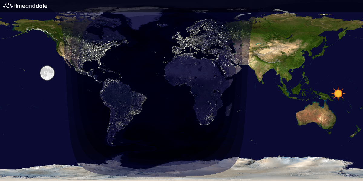 Verdenskart som viser dag og natt 