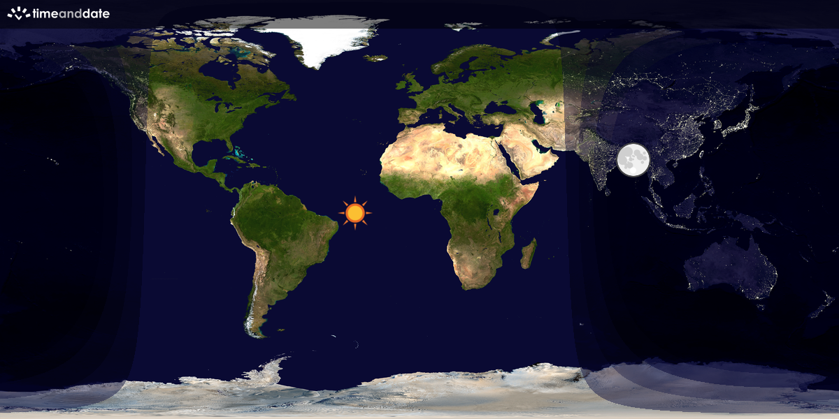 Verdenskart som viser dag og natt 