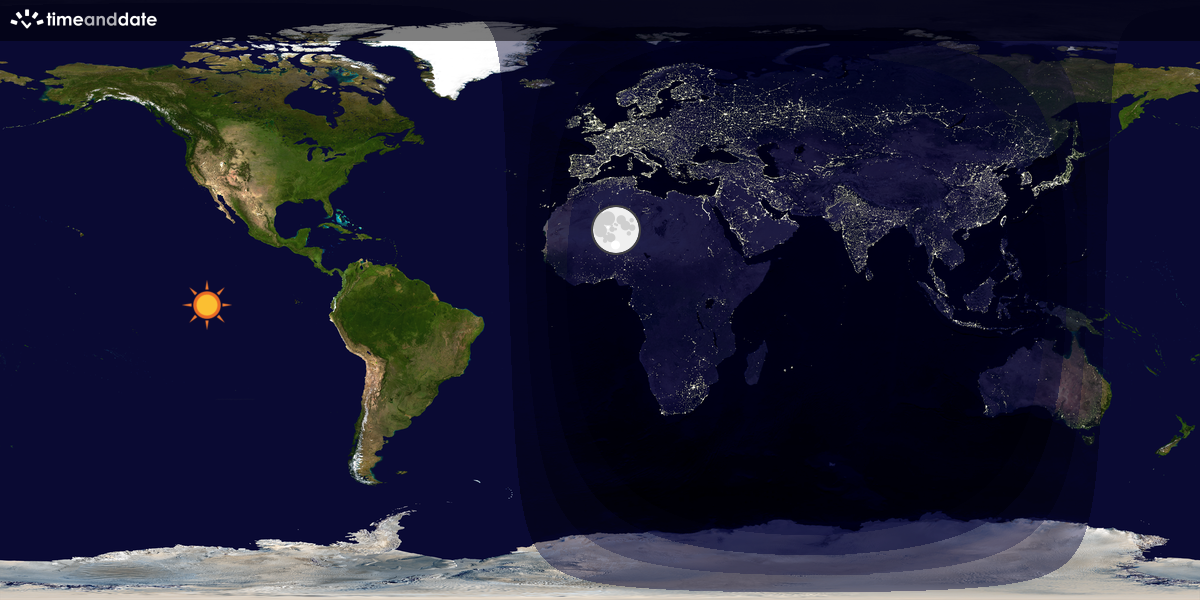 Verdenskart som viser dag og natt 