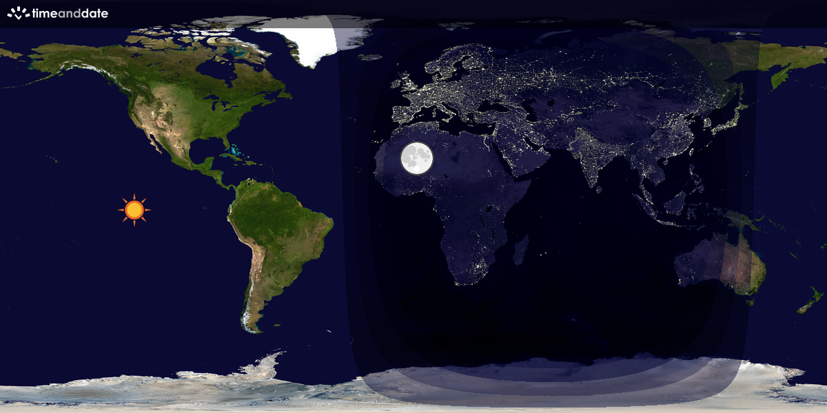 Verdenskart som viser dag og natt 