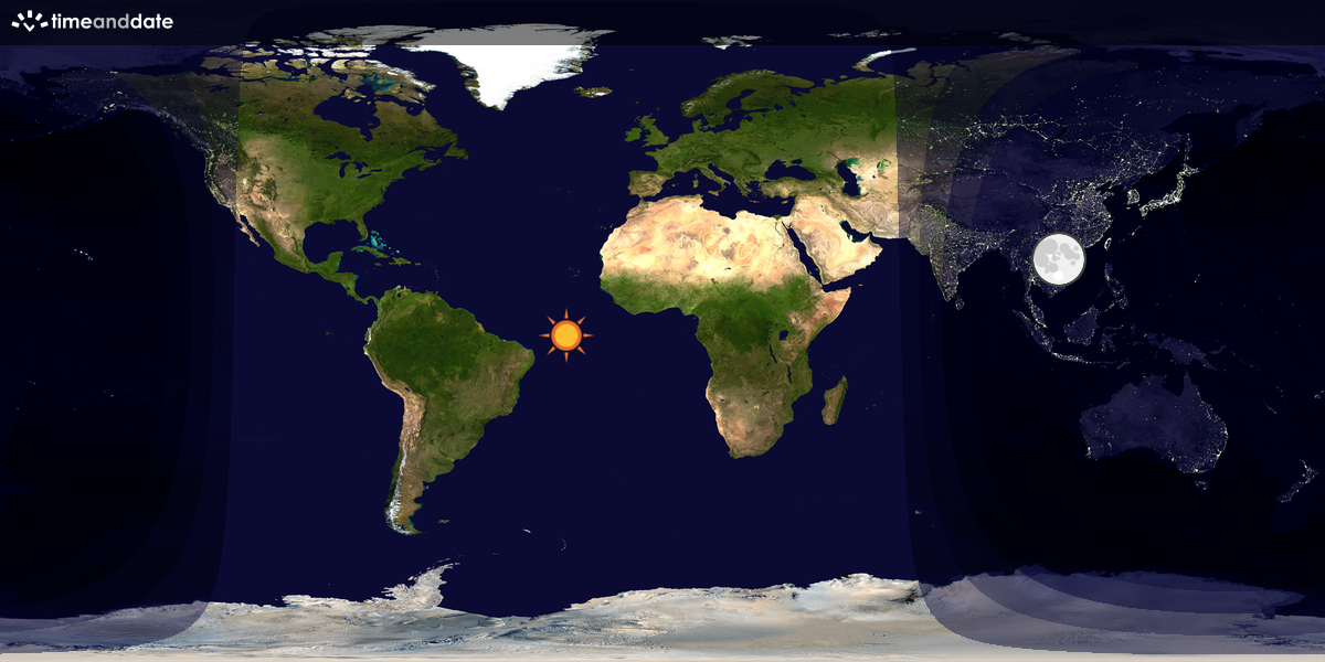 Verdenskart som viser dag og natt 