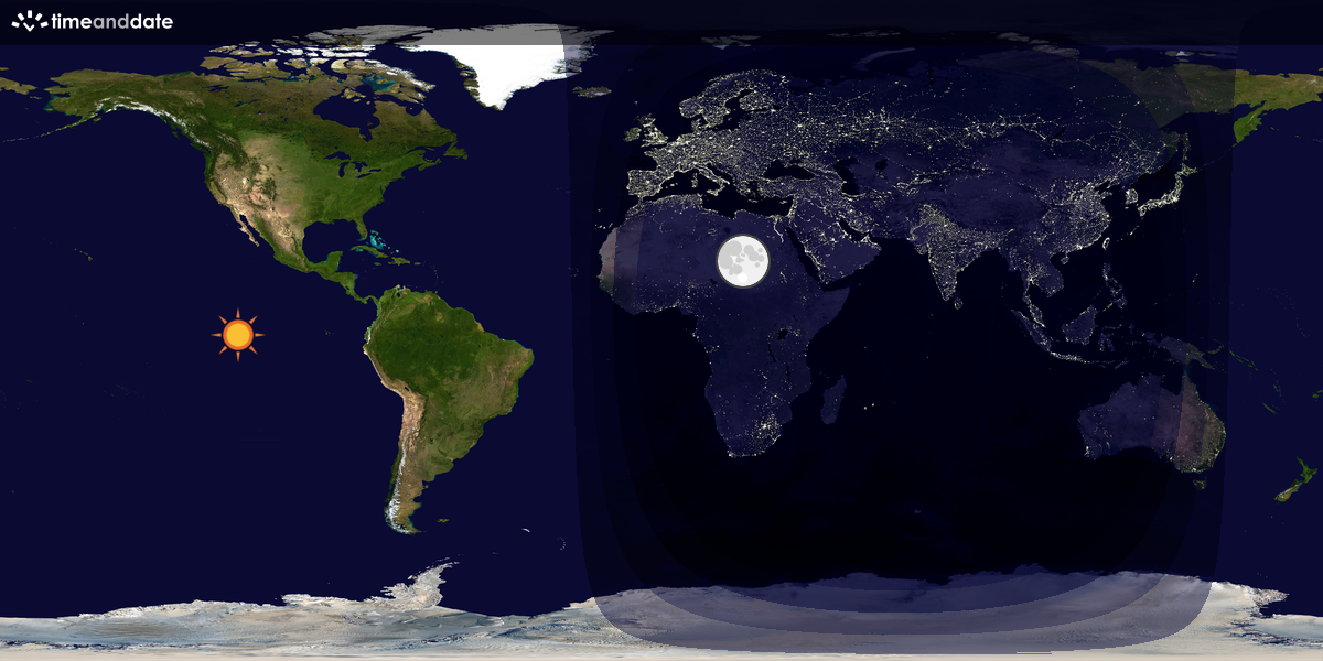 Verdenskart som viser dag og natt 