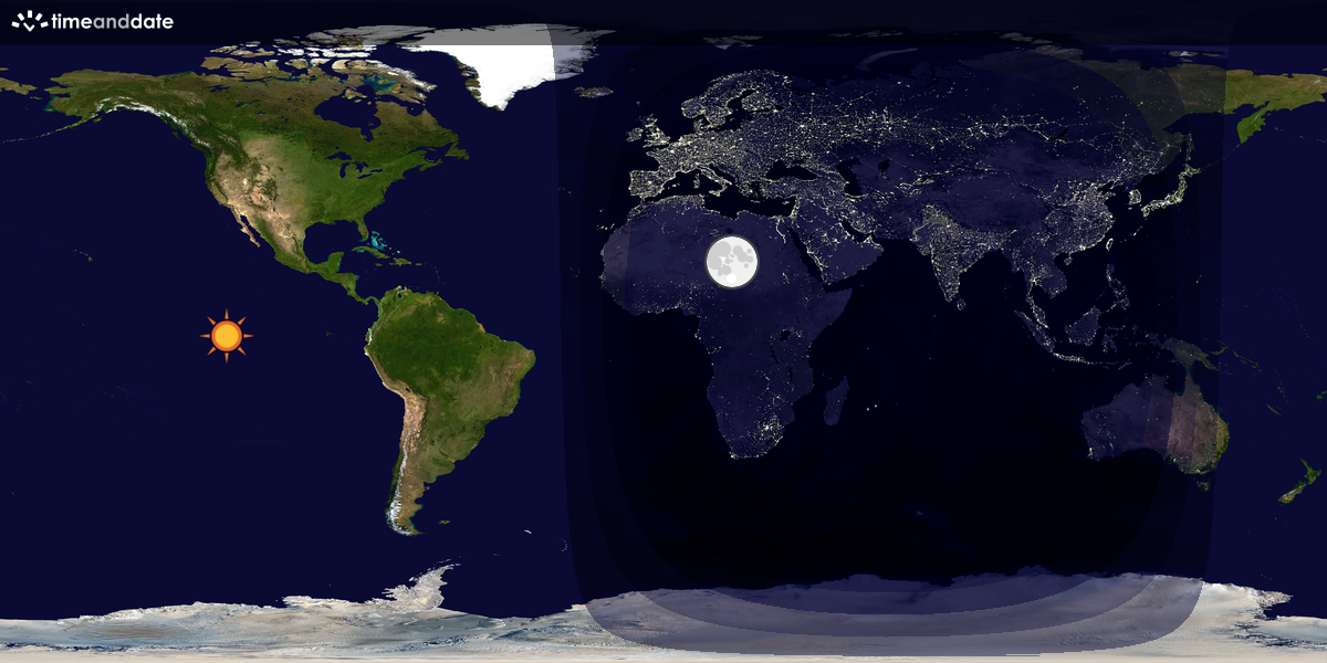 Verdenskart som viser dag og natt 
