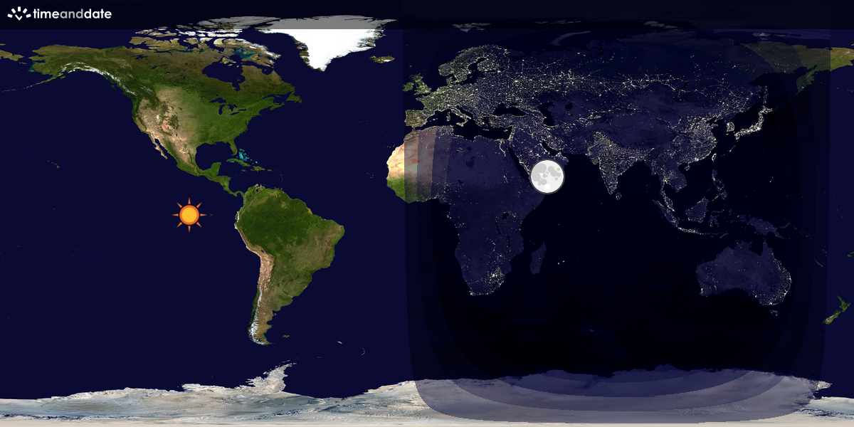 Verdenskart som viser dag og natt 