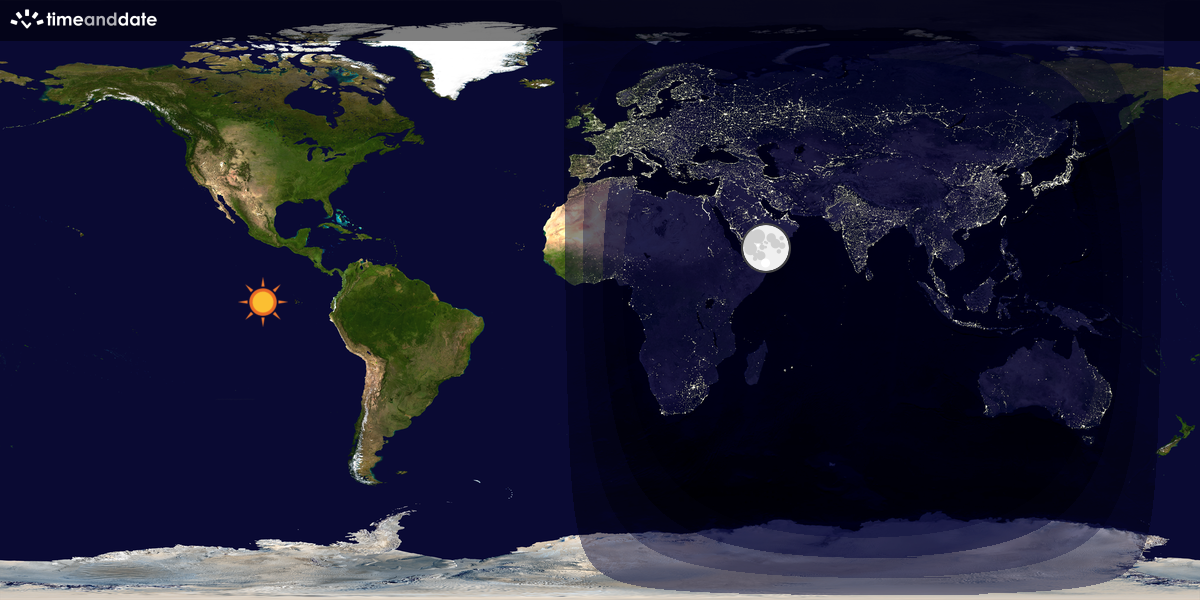 Verdenskart som viser dag og natt 