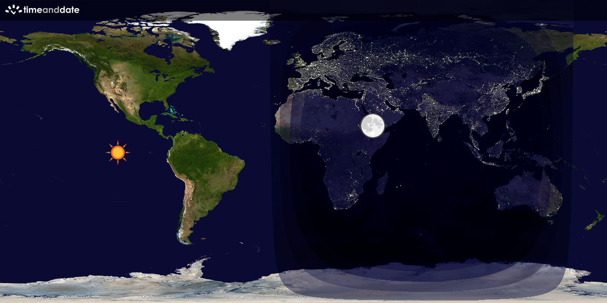 Verdenskart som viser dag og natt 