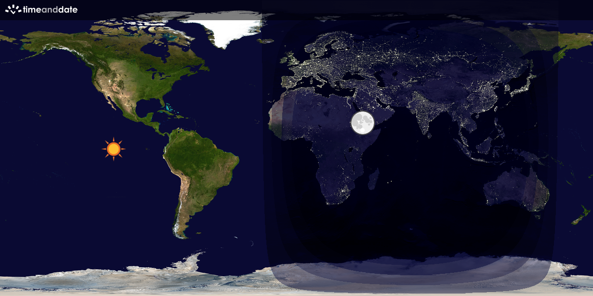 Verdenskart som viser dag og natt 