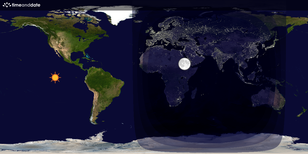 Verdenskart som viser dag og natt 