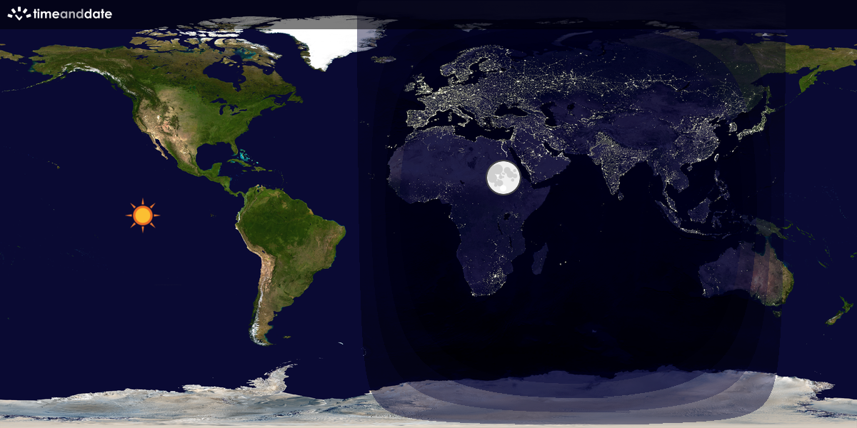 Verdenskart som viser dag og natt 