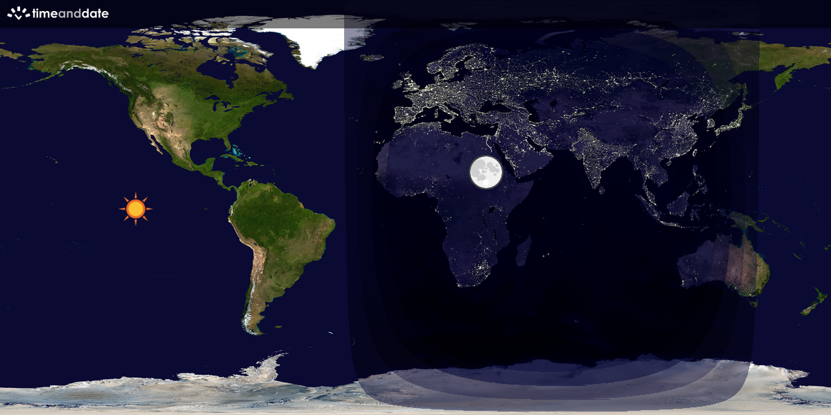 Verdenskart som viser dag og natt 