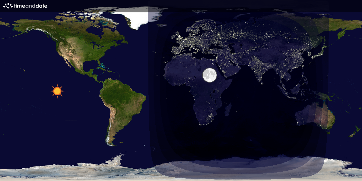 Verdenskart som viser dag og natt 