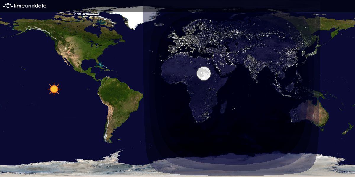 Verdenskart som viser dag og natt 