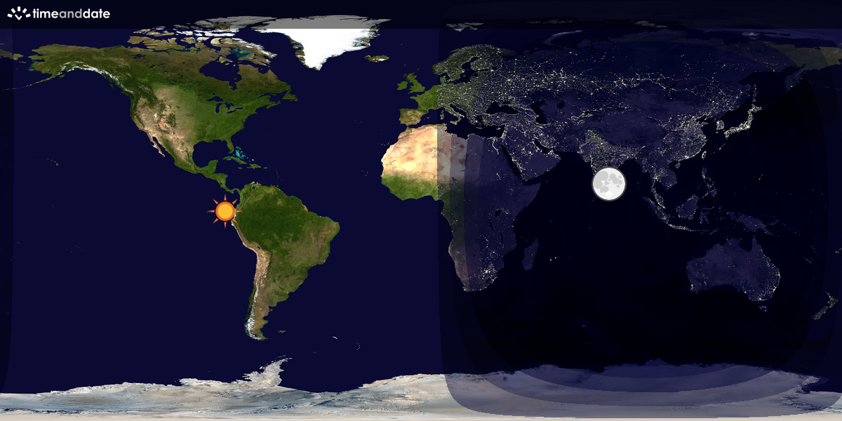 Verdenskart som viser dag og natt 