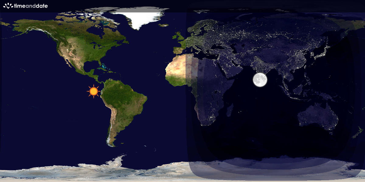 Verdenskart som viser dag og natt 