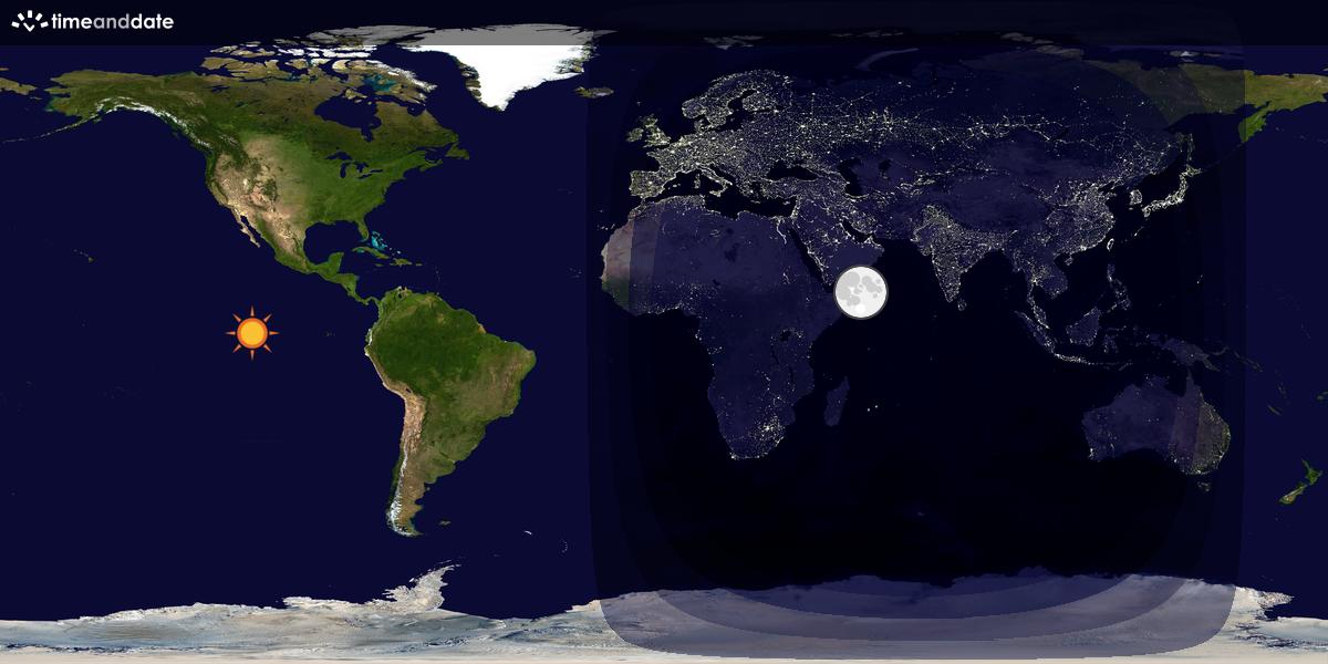 Verdenskart som viser dag og natt 