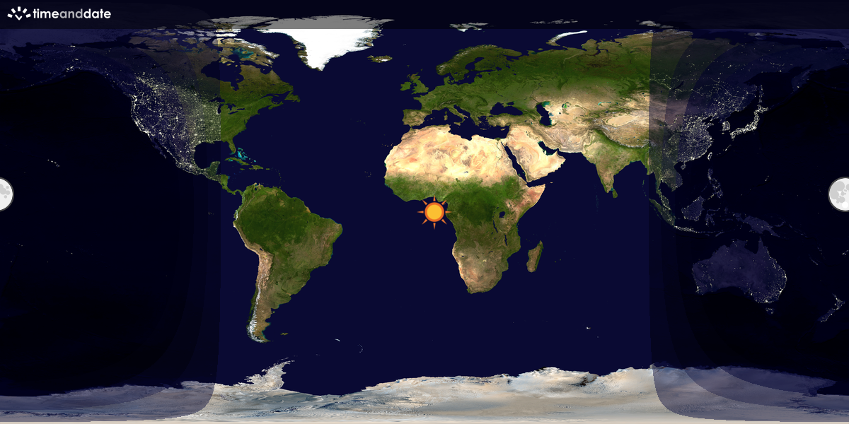 Verdenskart som viser dag og natt 