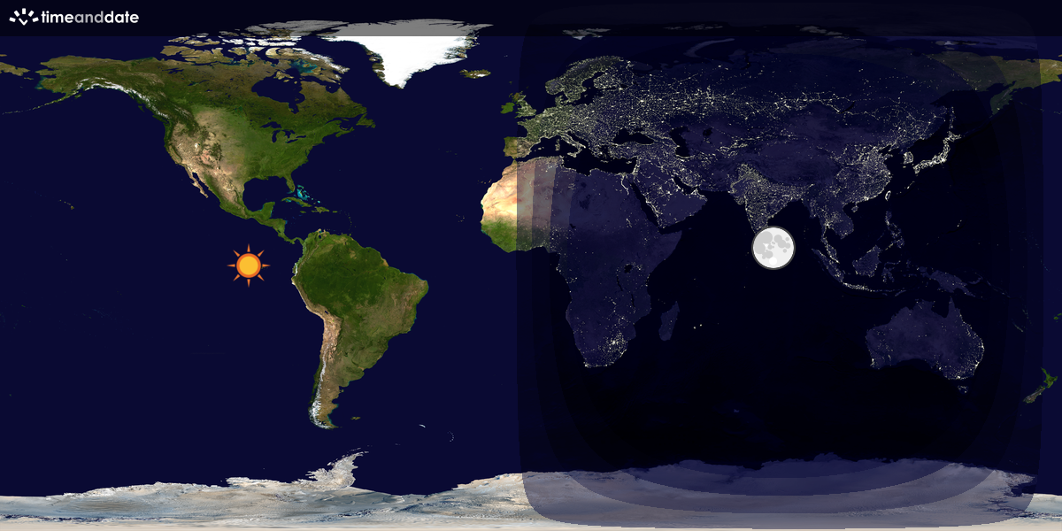 Verdenskart som viser dag og natt 