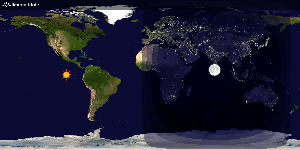 Verdenskart som viser dag og natt 