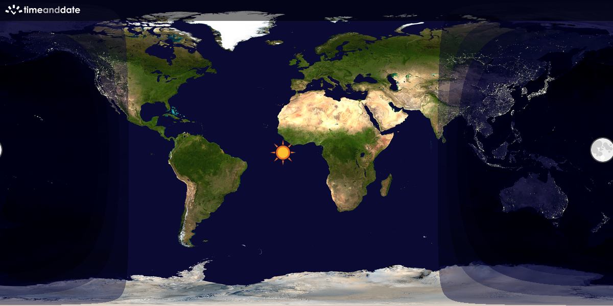 Verdenskart som viser dag og natt 