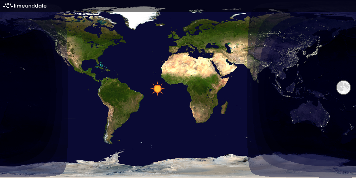 Verdenskart som viser dag og natt 