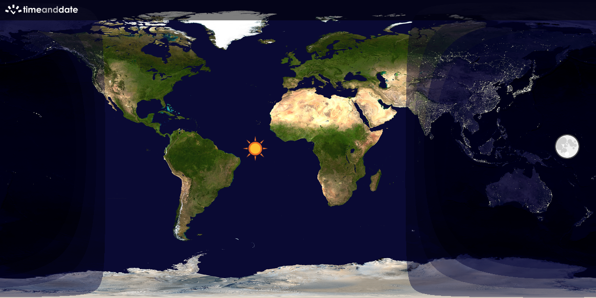 Verdenskart som viser dag og natt 
