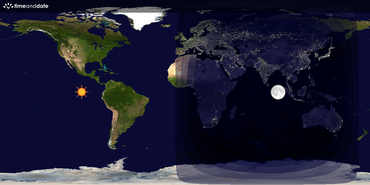 Verdenskart som viser dag og natt 