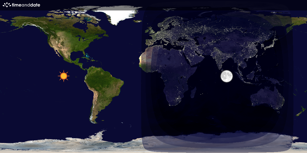 Verdenskart som viser dag og natt 