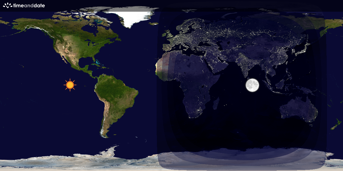 Verdenskart som viser dag og natt 
