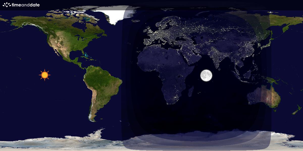 Verdenskart som viser dag og natt 