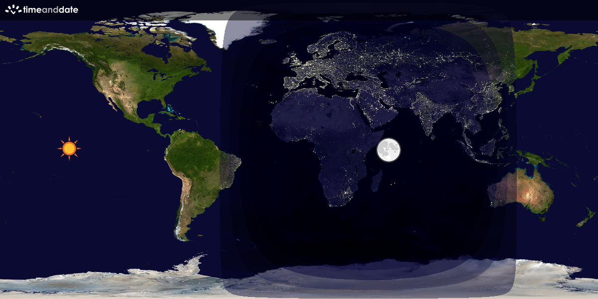 Verdenskart som viser dag og natt 