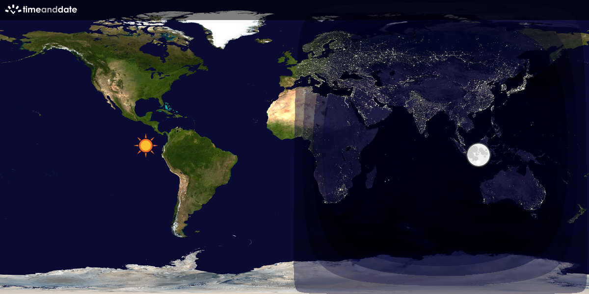 Verdenskart som viser dag og natt 