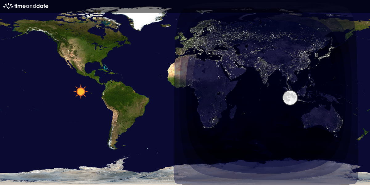 Verdenskart som viser dag og natt 