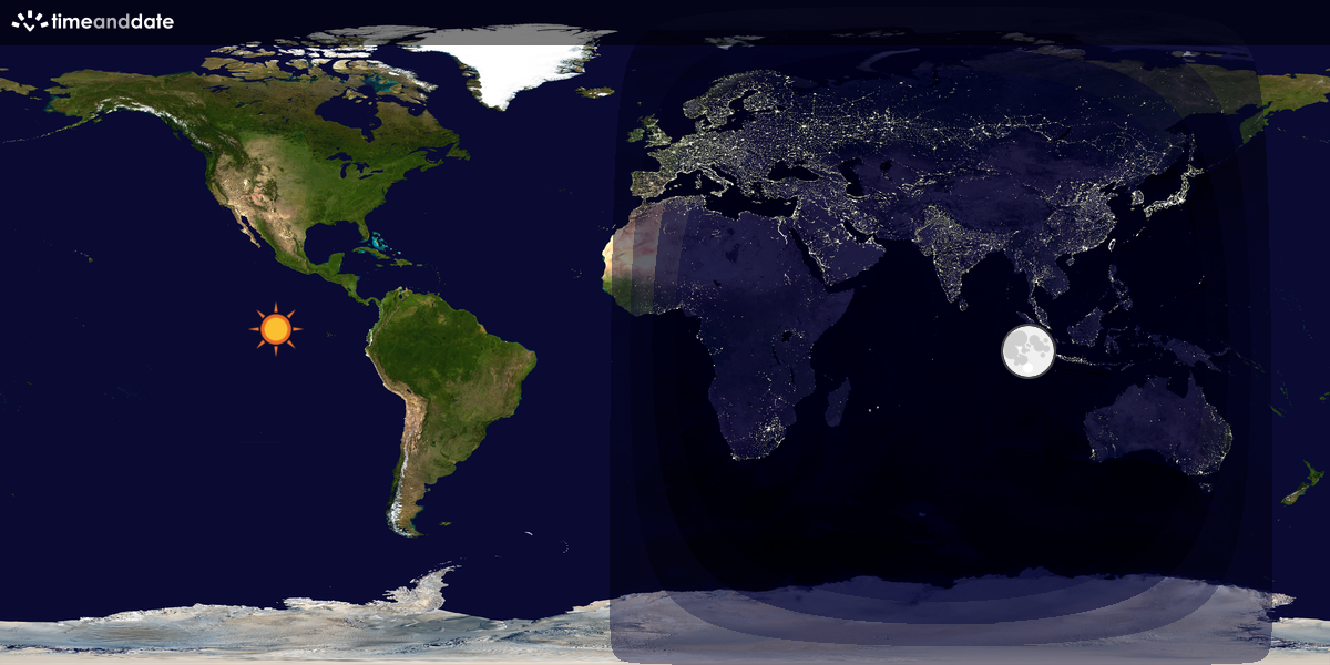 Verdenskart som viser dag og natt 