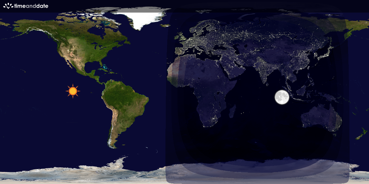 Verdenskart som viser dag og natt 