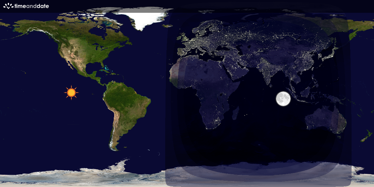 Verdenskart som viser dag og natt 