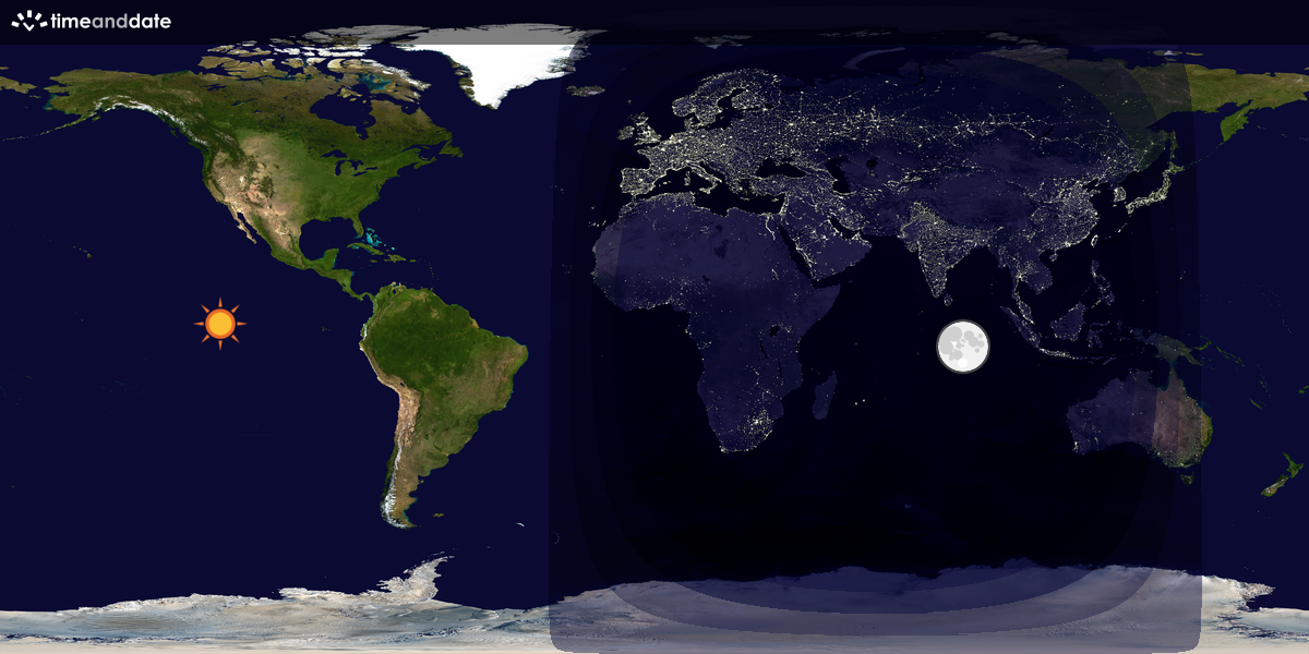 Verdenskart som viser dag og natt 