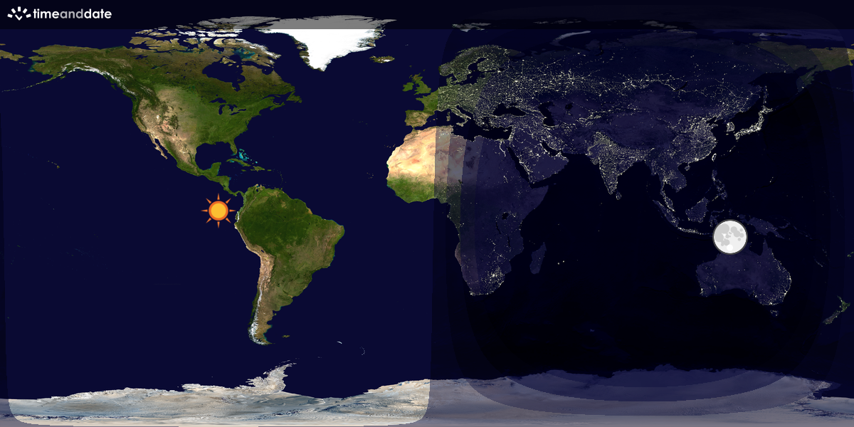 Verdenskart som viser dag og natt 