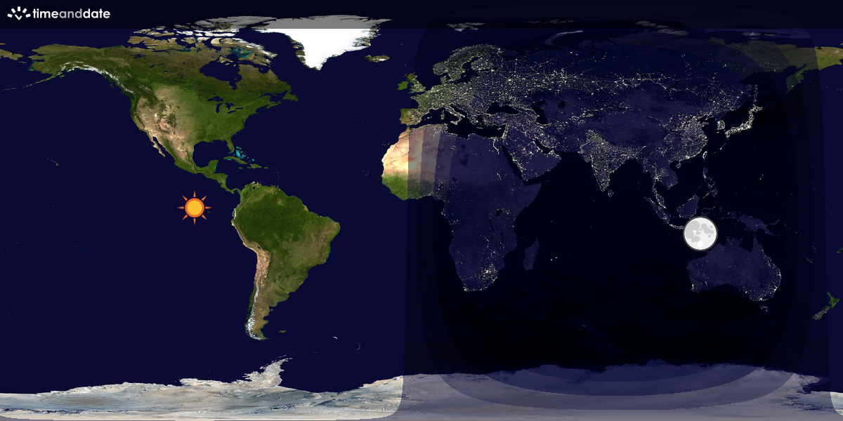 Verdenskart som viser dag og natt 